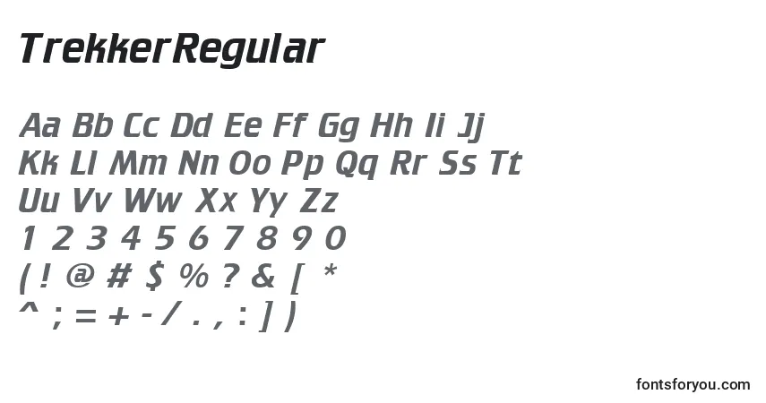 Czcionka TrekkerRegular – alfabet, cyfry, specjalne znaki
