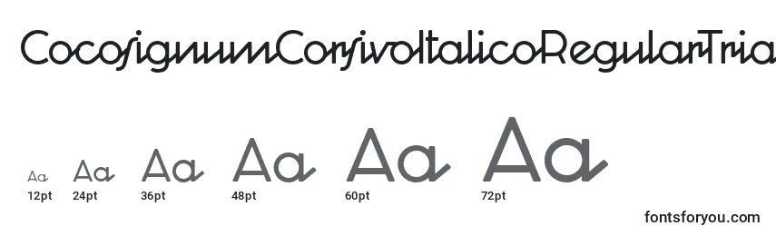 Размеры шрифта CocosignumCorsivoItalicoRegularTrial