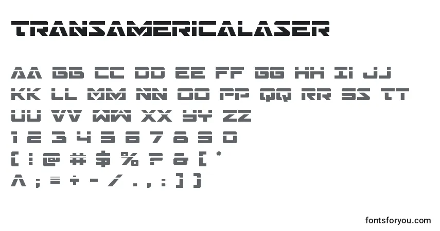 A fonte Transamericalaser – alfabeto, números, caracteres especiais