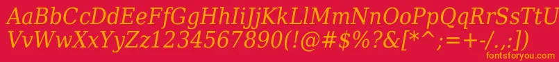 フォントDejavuserifcondensedItalic – 赤い背景にオレンジの文字