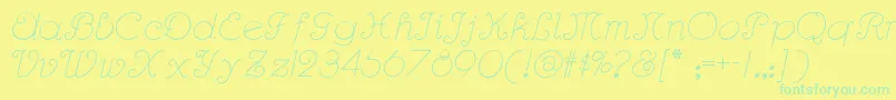 Czcionka Rhumba – zielone czcionki na żółtym tle