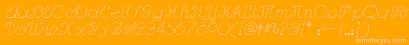 Rhumba-Schriftart – Rosa Schriften auf orangefarbenem Hintergrund