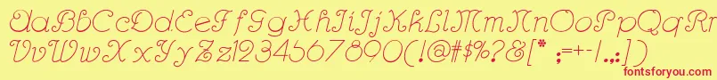 フォントRhumba – 赤い文字の黄色い背景
