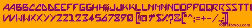 Hatove-Schriftart – Violette Schriften auf orangefarbenem Hintergrund