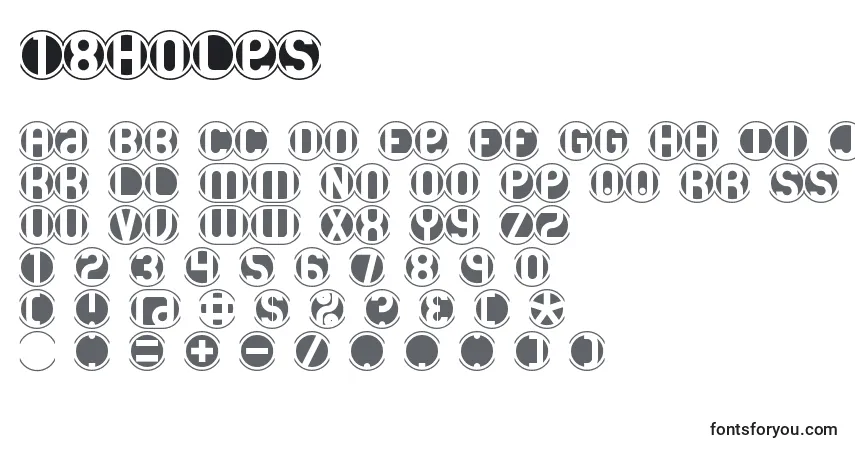 A fonte 18holes – alfabeto, números, caracteres especiais