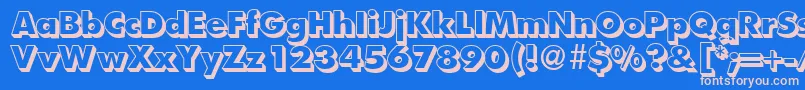 FunctiontwoshadedextraboldRegular-fontti – vaaleanpunaiset fontit sinisellä taustalla