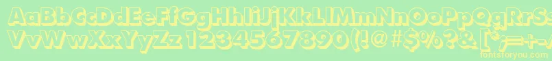 FunctiontwoshadedextraboldRegular-fontti – keltaiset fontit vihreällä taustalla