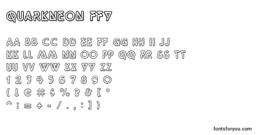 A fonte Quarkneon ffy – alfabeto, números, caracteres especiais