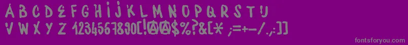 WaterbaseCre-fontti – harmaat kirjasimet violetilla taustalla