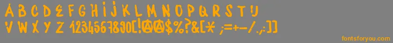 フォントWaterbaseCre – オレンジの文字は灰色の背景にあります。