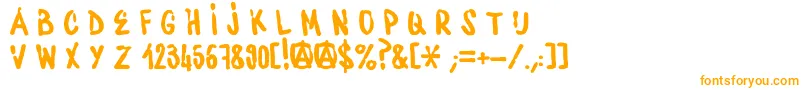 WaterbaseCre-Schriftart – Orangefarbene Schriften auf weißem Hintergrund