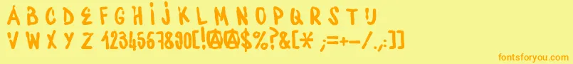 WaterbaseCre-Schriftart – Orangefarbene Schriften auf gelbem Hintergrund
