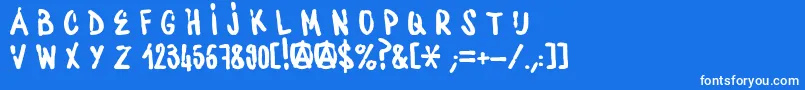 WaterbaseCre-Schriftart – Weiße Schriften auf blauem Hintergrund