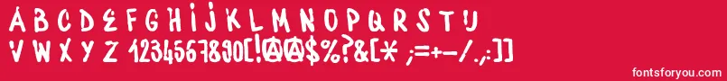 WaterbaseCre-fontti – valkoiset fontit punaisella taustalla