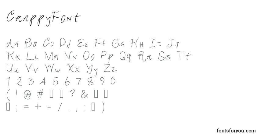 Schriftart CrappyFont – Alphabet, Zahlen, spezielle Symbole