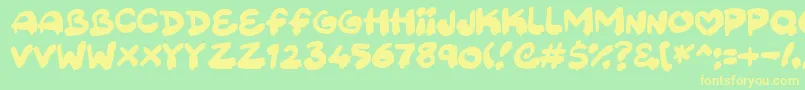 Fonte Sweetpaint – fontes amarelas em um fundo verde