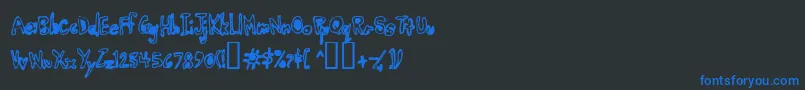 Earwax-Schriftart – Blaue Schriften auf schwarzem Hintergrund