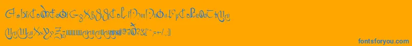 ClybourneRegular-Schriftart – Blaue Schriften auf orangefarbenem Hintergrund