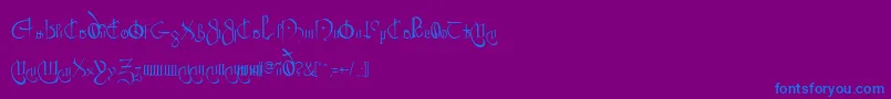 ClybourneRegular-Schriftart – Blaue Schriften auf violettem Hintergrund