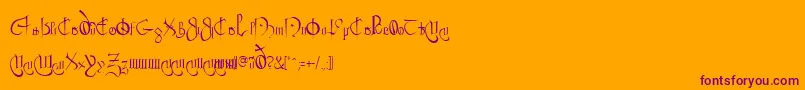 ClybourneRegular-Schriftart – Violette Schriften auf orangefarbenem Hintergrund