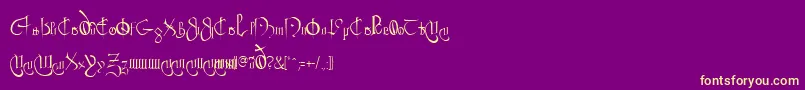 ClybourneRegular-Schriftart – Gelbe Schriften auf violettem Hintergrund