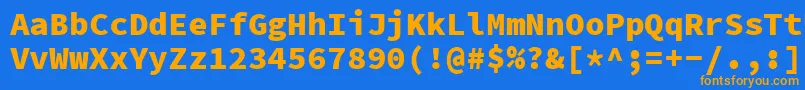 フォントSourcecodeproBlack – オレンジ色の文字が青い背景にあります。