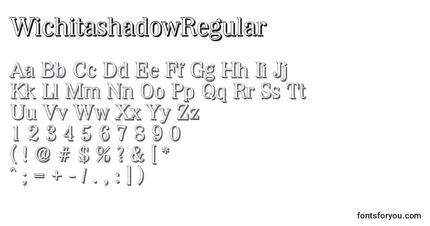 A fonte WichitashadowRegular – alfabeto, números, caracteres especiais