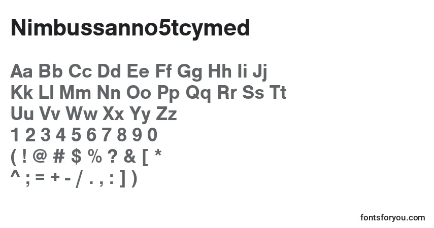 Czcionka Nimbussanno5tcymed – alfabet, cyfry, specjalne znaki