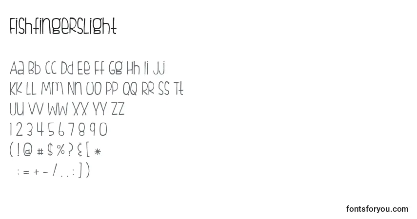 Czcionka FishfingersLight – alfabet, cyfry, specjalne znaki