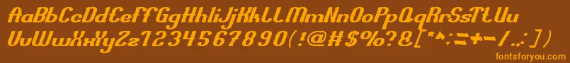TransferHonest-Schriftart – Orangefarbene Schriften auf braunem Hintergrund