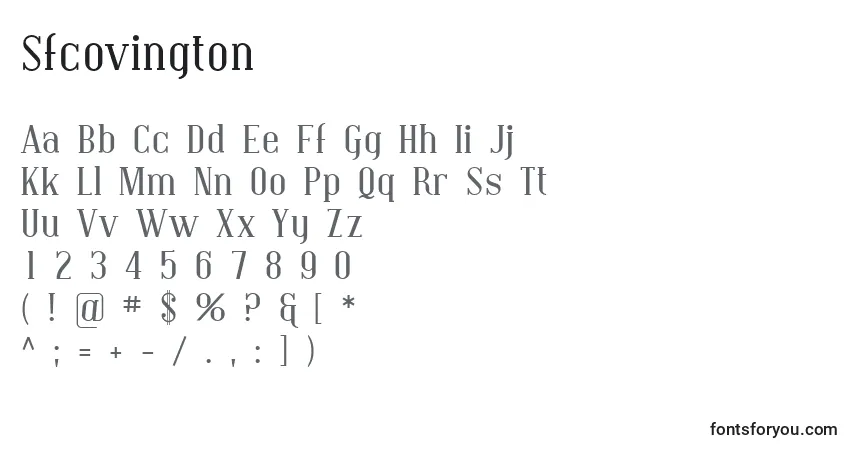 Sfcovington-fontti – aakkoset, numerot, erikoismerkit