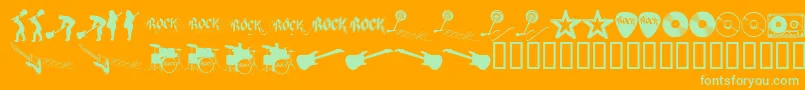 RockStar2.0-Schriftart – Grüne Schriften auf orangefarbenem Hintergrund