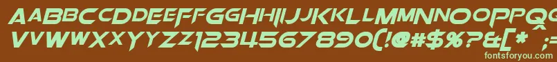 OrionPaxBoldItalic-fontti – vihreät fontit ruskealla taustalla