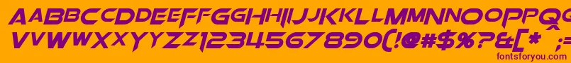 OrionPaxBoldItalic-fontti – violetit fontit oranssilla taustalla