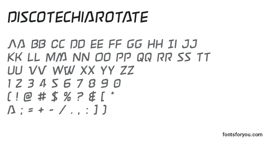 Schriftart Discotechiarotate – Alphabet, Zahlen, spezielle Symbole