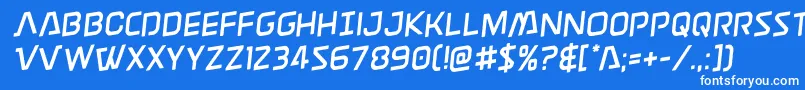 フォントDiscotechiarotate – 青い背景に白い文字