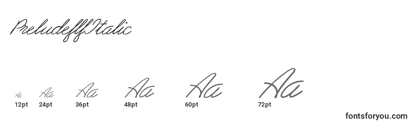 Размеры шрифта PreludeflfItalic