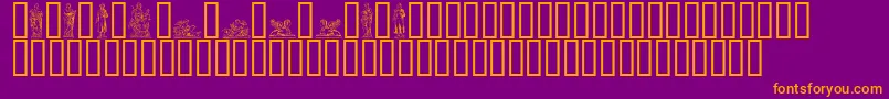 Statuer-fontti – oranssit fontit violetilla taustalla