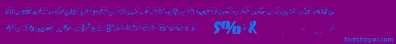 Fat Cow-Schriftart – Blaue Schriften auf violettem Hintergrund