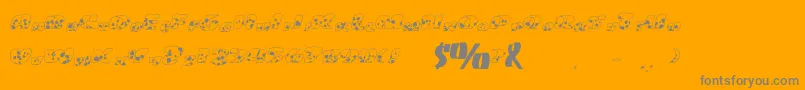 Fat Cow-Schriftart – Graue Schriften auf orangefarbenem Hintergrund