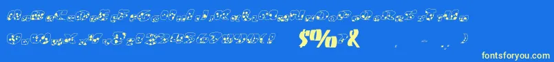 Fat Cow Font – Yellow Fonts on Blue Background