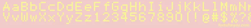 Mono0756-fontti – keltaiset fontit vaaleanpunaisella taustalla