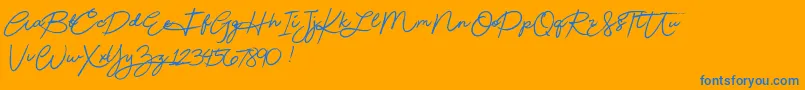 Beautydemo-Schriftart – Blaue Schriften auf orangefarbenem Hintergrund