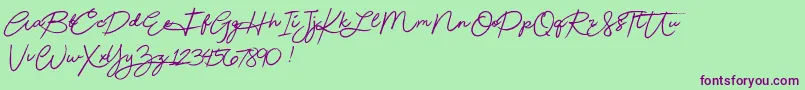Beautydemo-Schriftart – Violette Schriften auf grünem Hintergrund