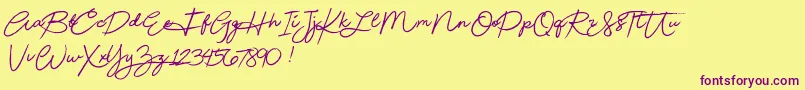 Beautydemo-Schriftart – Violette Schriften auf gelbem Hintergrund