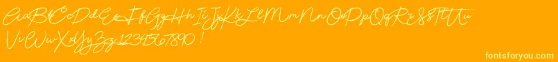 Beautydemo-fontti – keltaiset fontit oranssilla taustalla