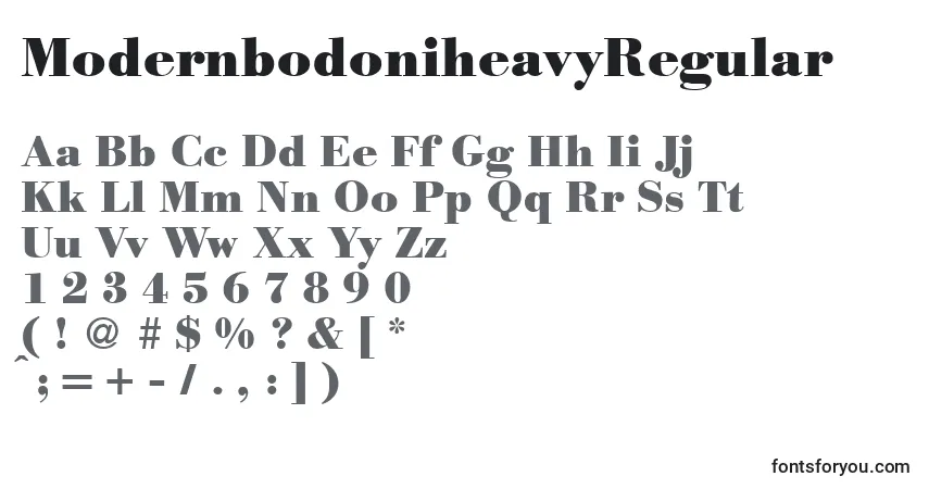 Czcionka ModernbodoniheavyRegular – alfabet, cyfry, specjalne znaki
