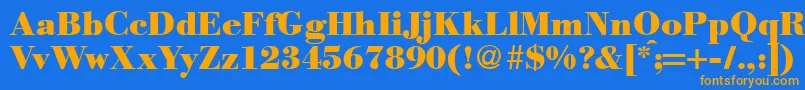 More about ModernbodoniheavyRegular Font ModernbodoniheavyRegular Font – Orange Fonts on Blue Background