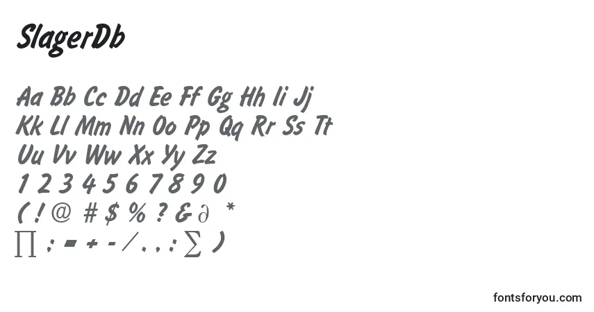 Czcionka SlagerDb – alfabet, cyfry, specjalne znaki