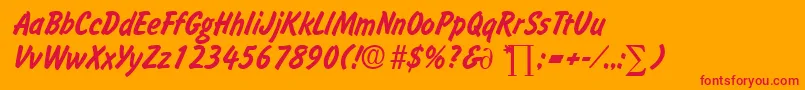 SlagerDb-Schriftart – Rote Schriften auf orangefarbenem Hintergrund